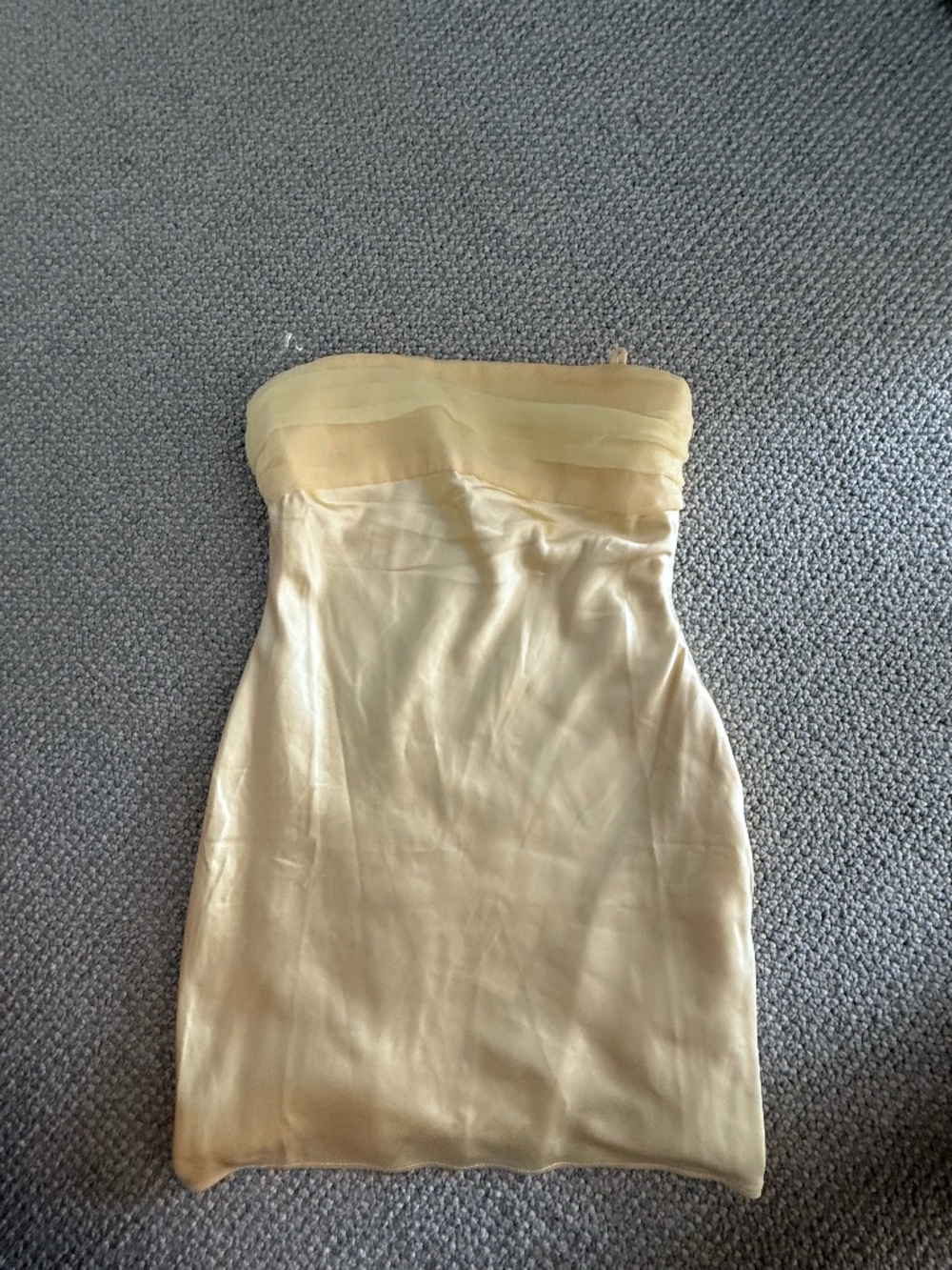yellow satin mini dress